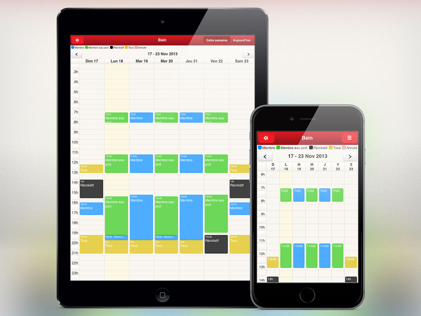 Horaires des activités libres du PEPS