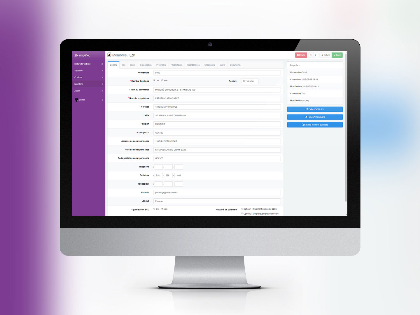 Système de gestion des membres