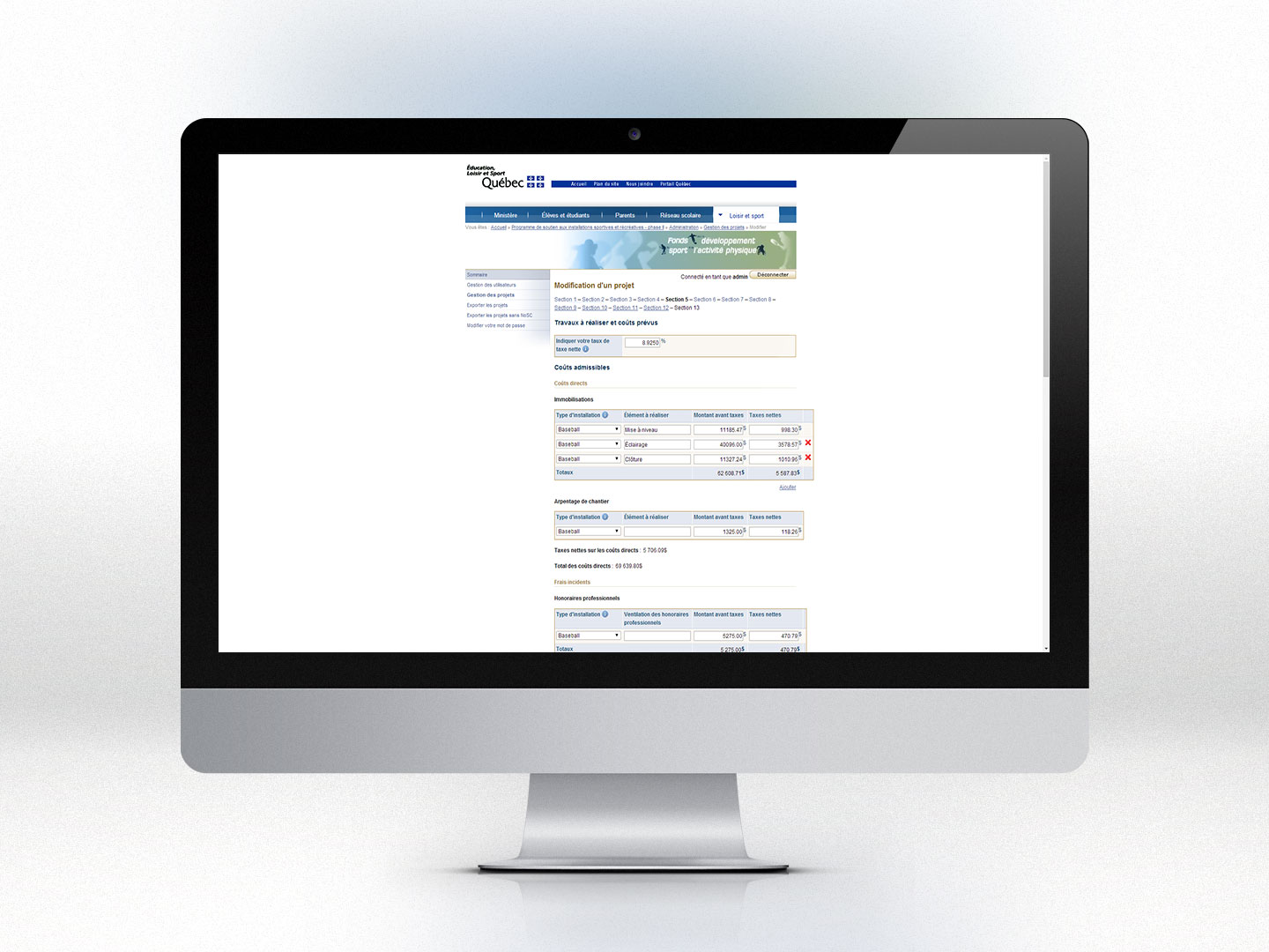 Programme de soutien aux installations sportives et récréatives