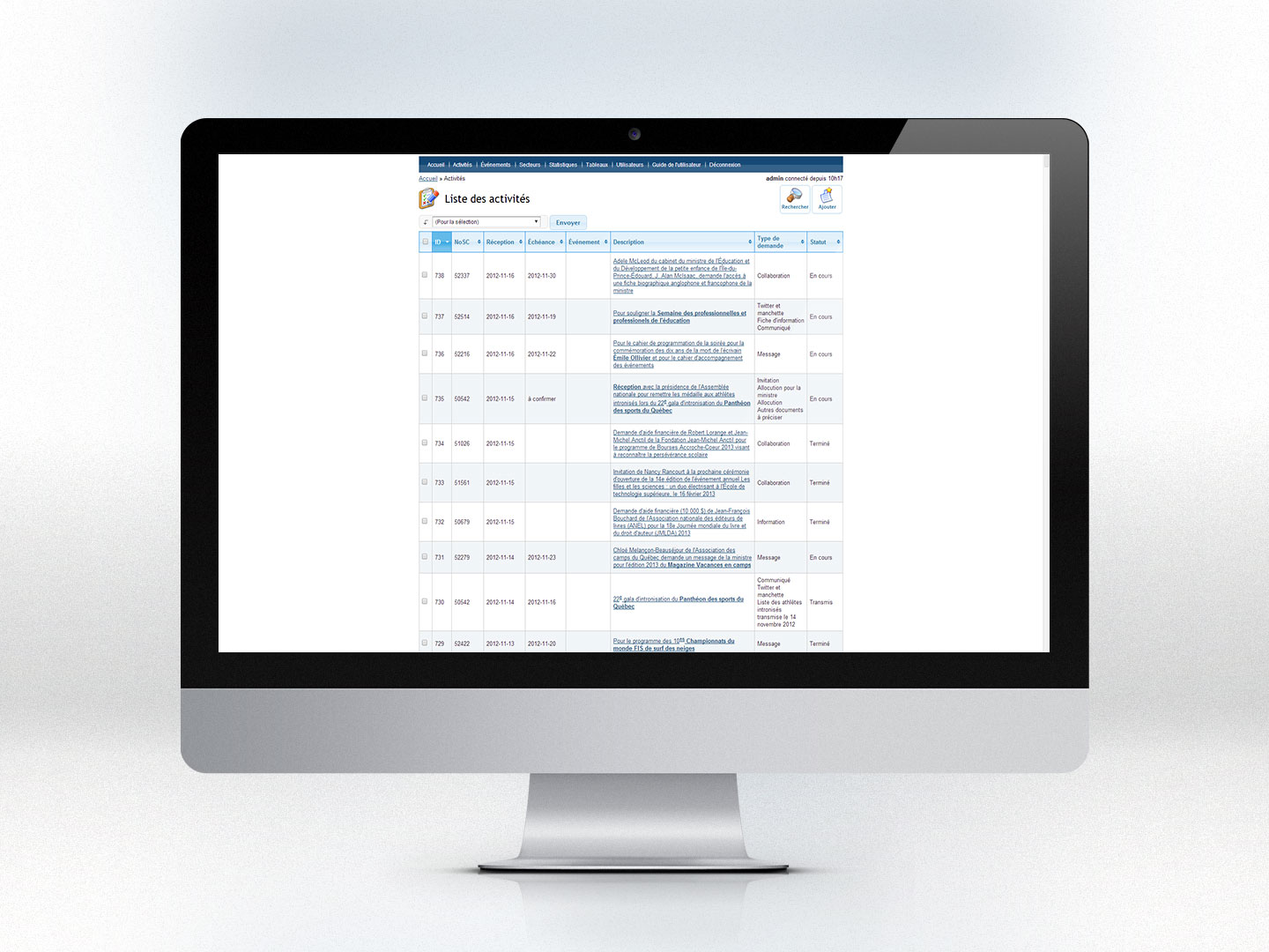 Système de gestion des activités publiques